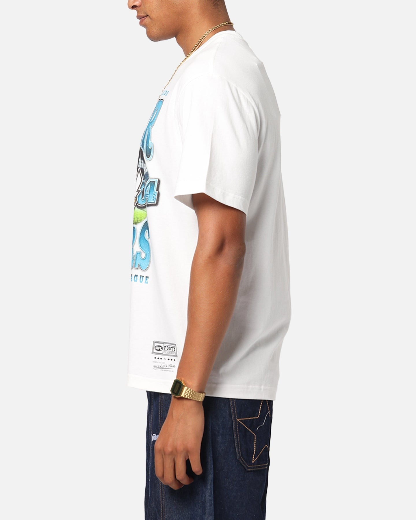 Mitchell & Ness Port Adelaide Power Mascot T-Shirt Vintage White