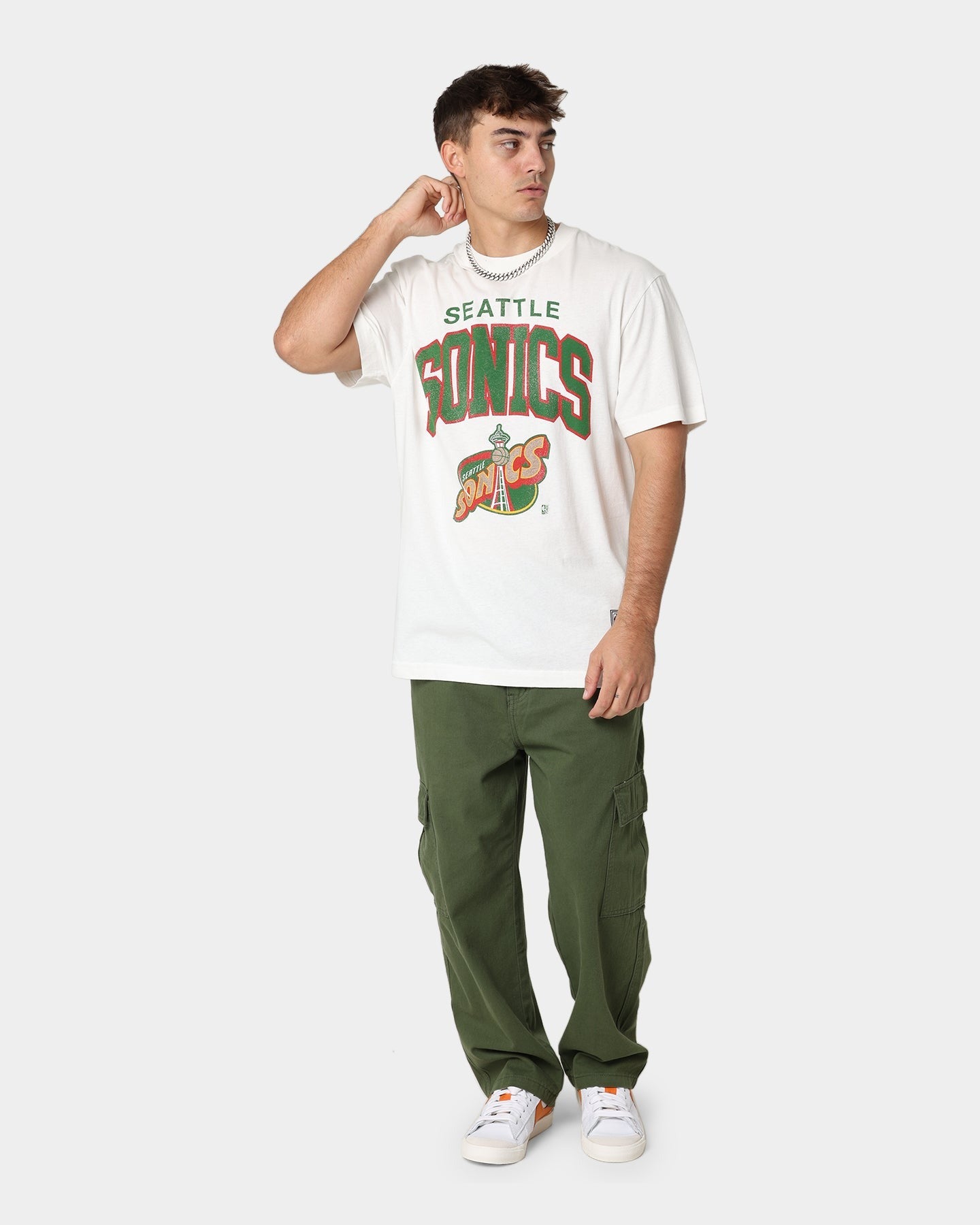 Mitchell & Ness Seattle Supersonics XL Arch Vintage T-Shirt Vintage White