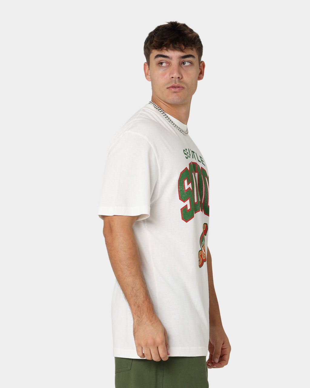 Mitchell & Ness Seattle Supersonics XL Arch Vintage T-Shirt Vintage White