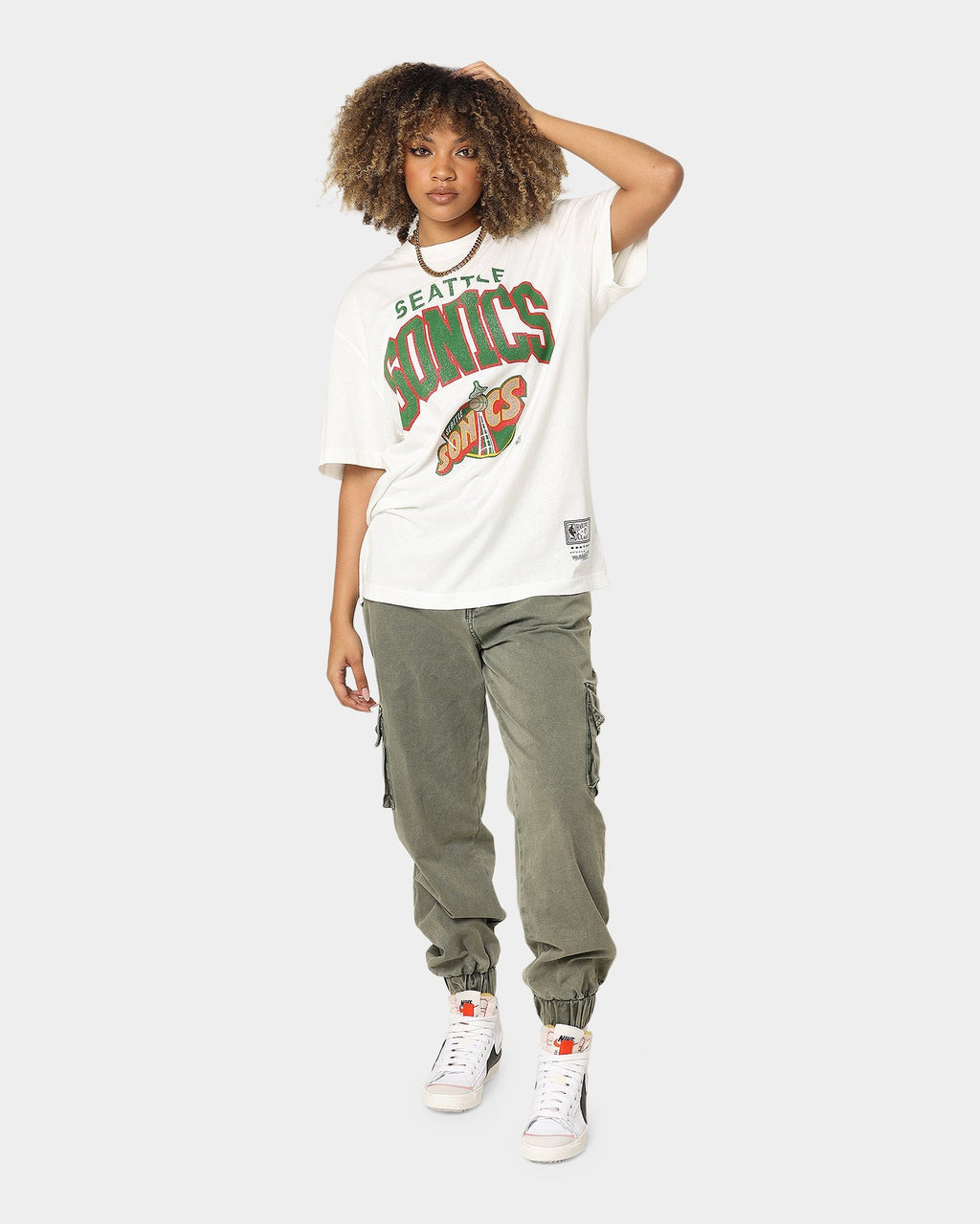 Mitchell & Ness Seattle Supersonics XL Arch Vintage T-Shirt Vintage White Style001