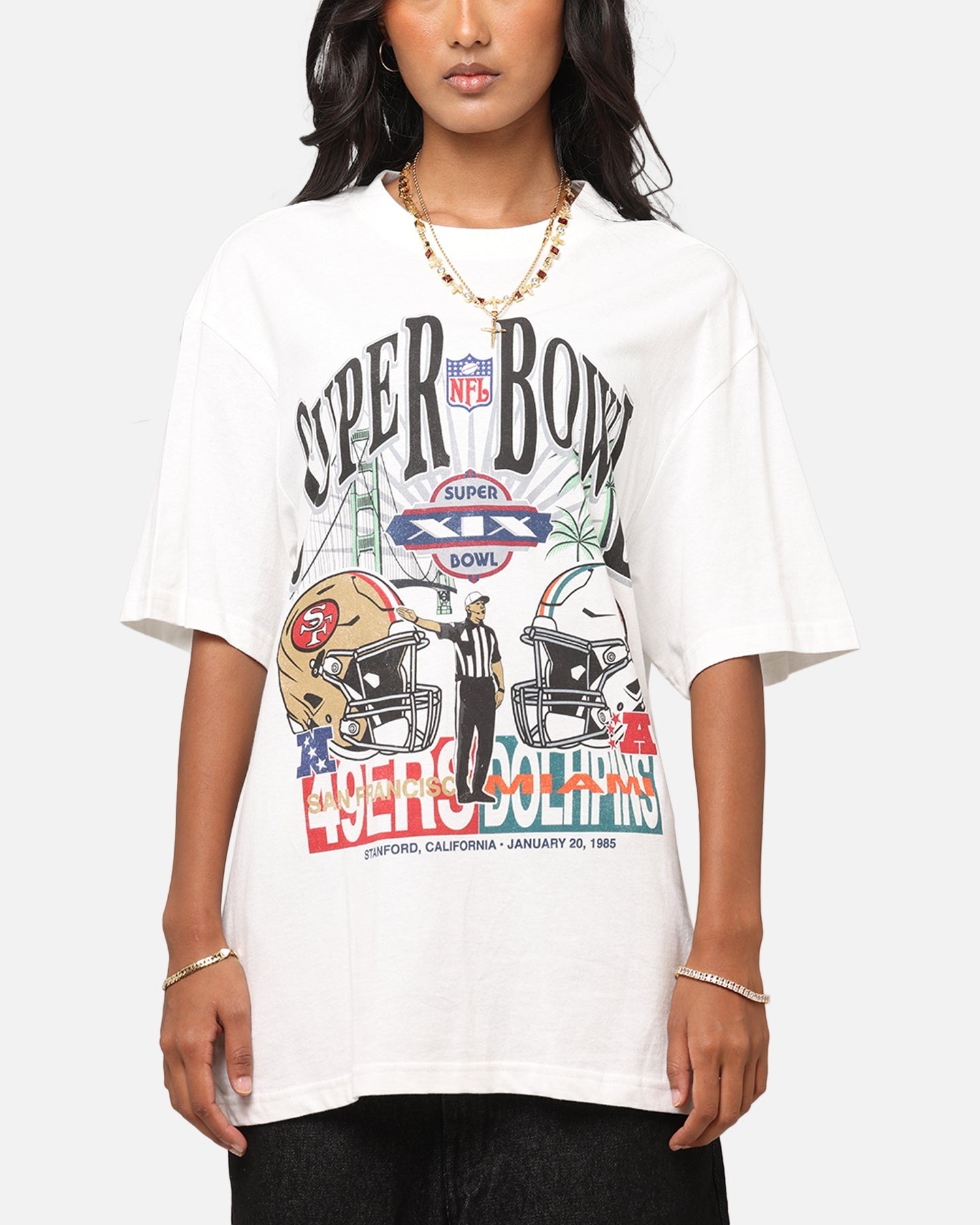 Mitchell & Ness Super Bowl XIX Match Up T-Shirt Vintage White Style001
