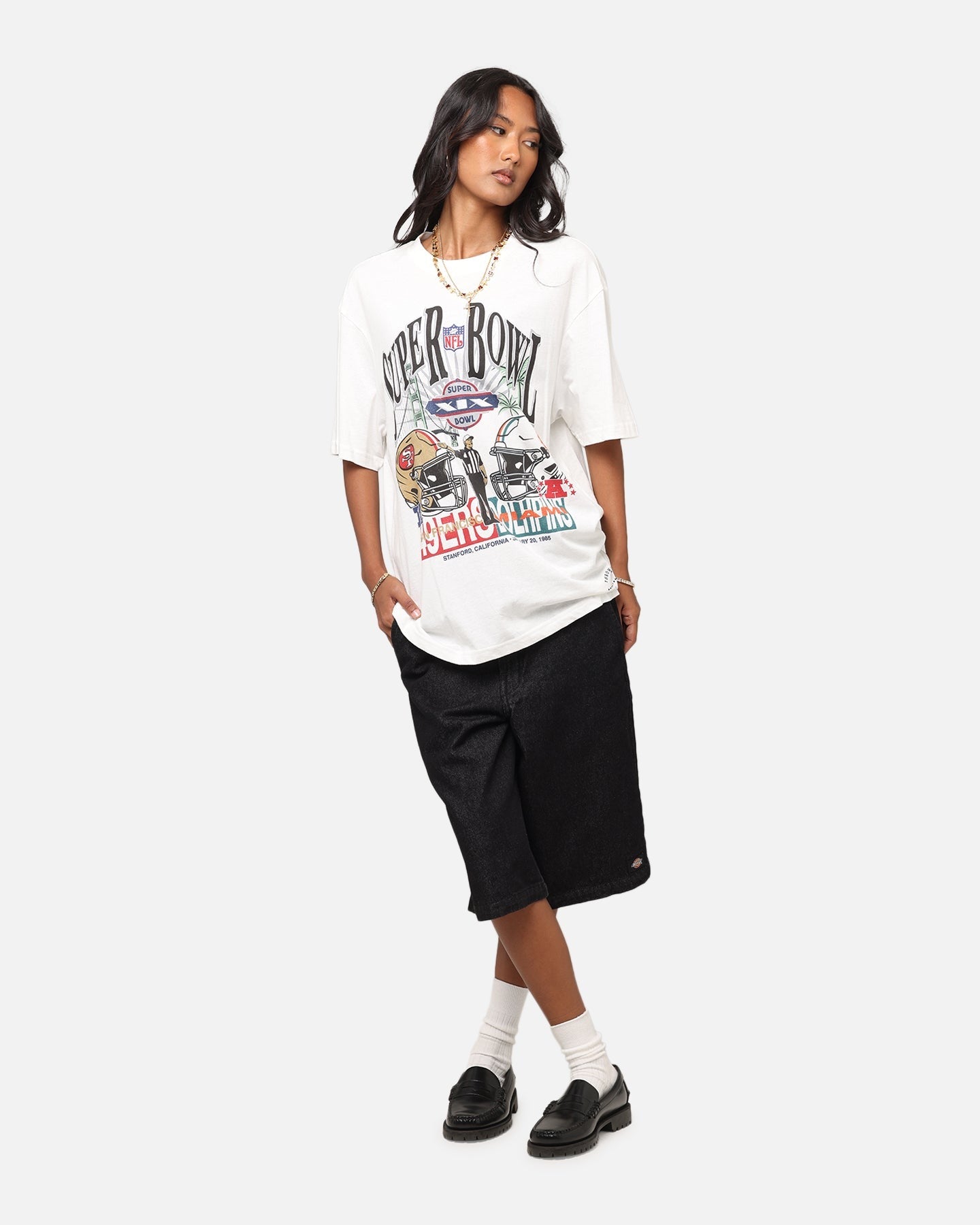 Mitchell & Ness Super Bowl XIX Match Up T-Shirt Vintage White Style001