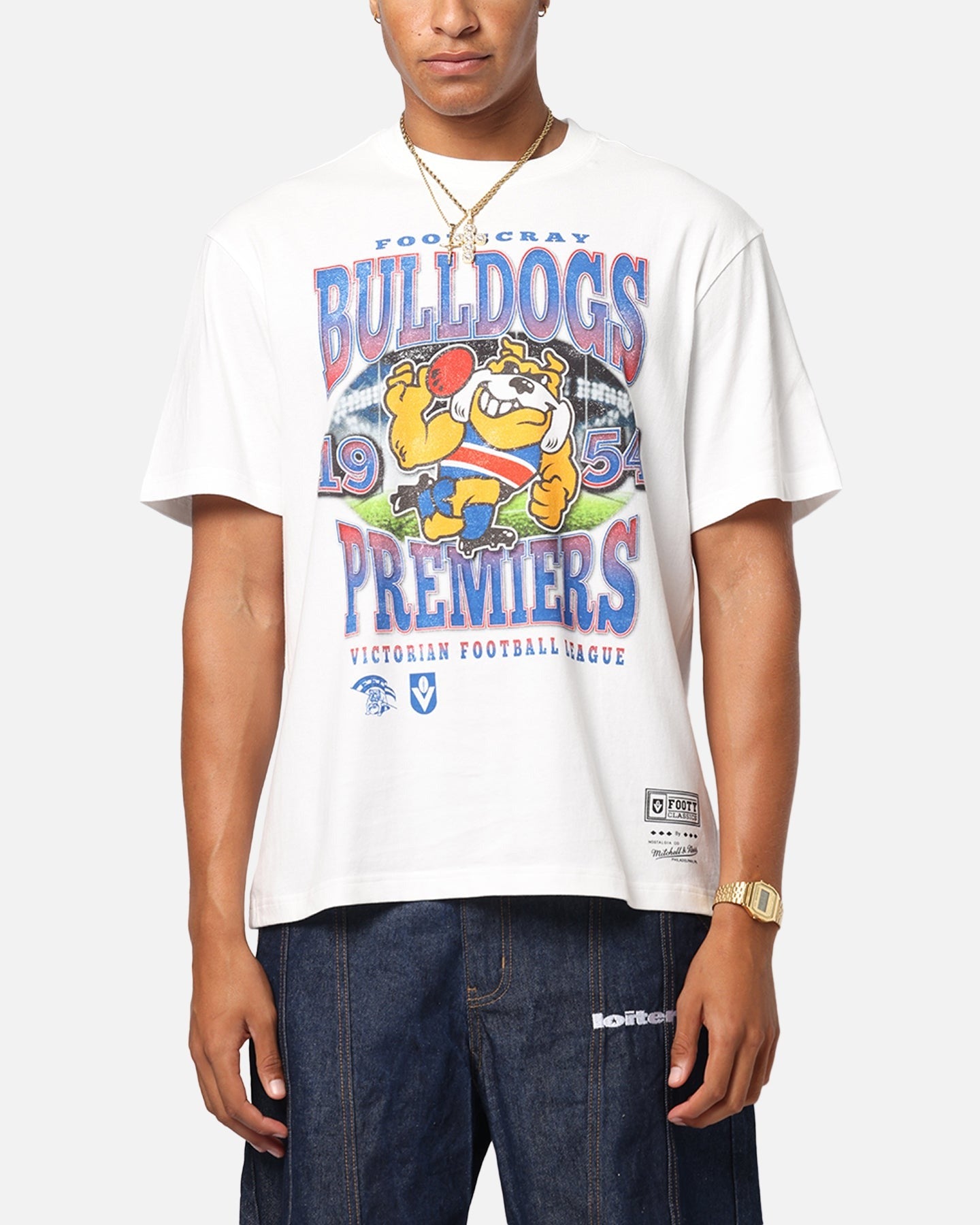 Mitchell & Ness Western Bulldogs Mascot T-Shirt Vintage White