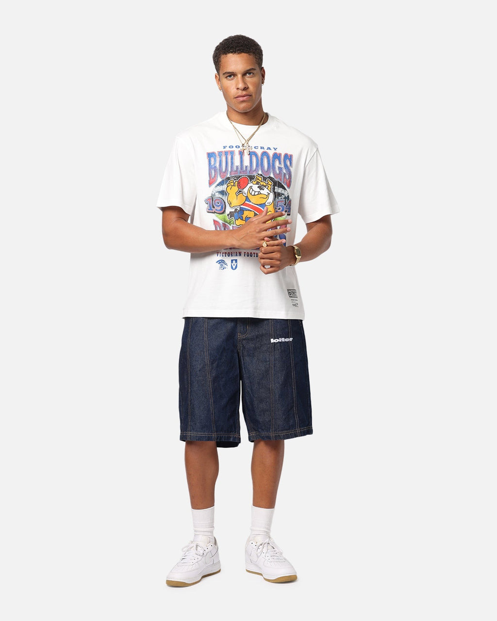 Mitchell & Ness Western Bulldogs Mascot T-Shirt Vintage White