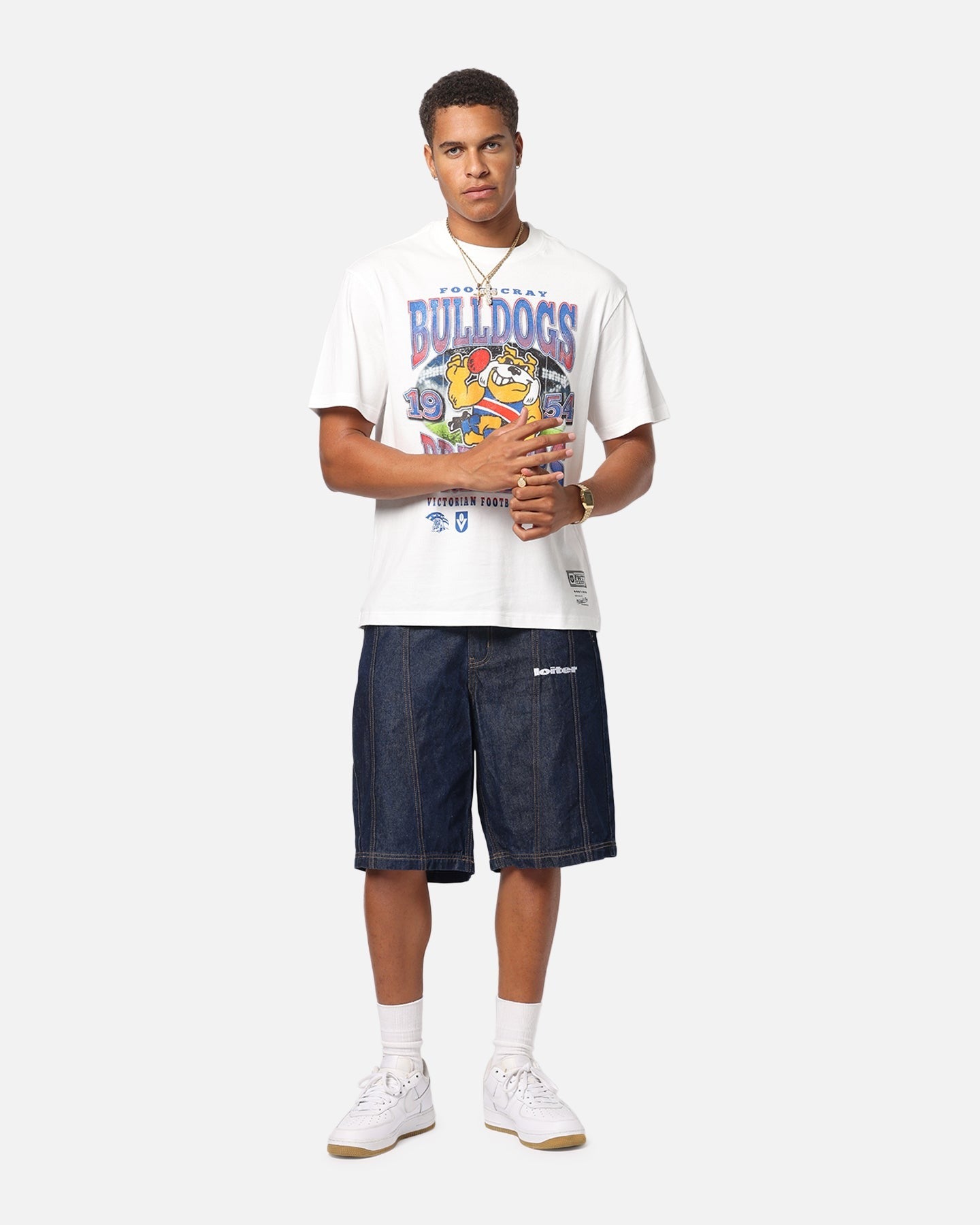 Mitchell & Ness Western Bulldogs Mascot T-Shirt Vintage White