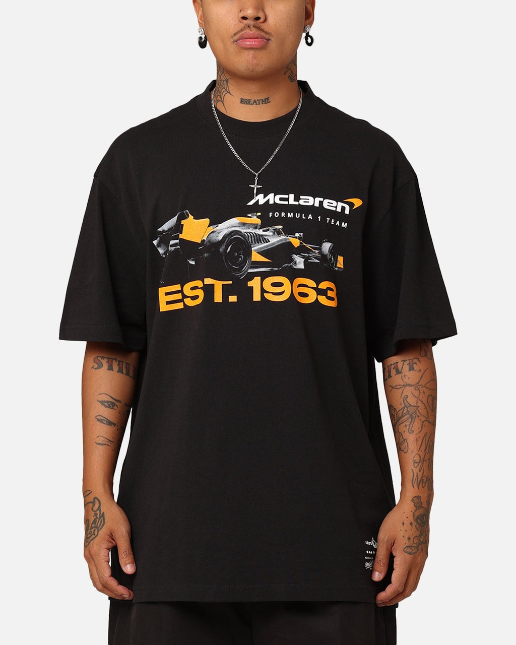 Mitchell & Ness X McLaren Vintage Poster T-Shirt Faded Black