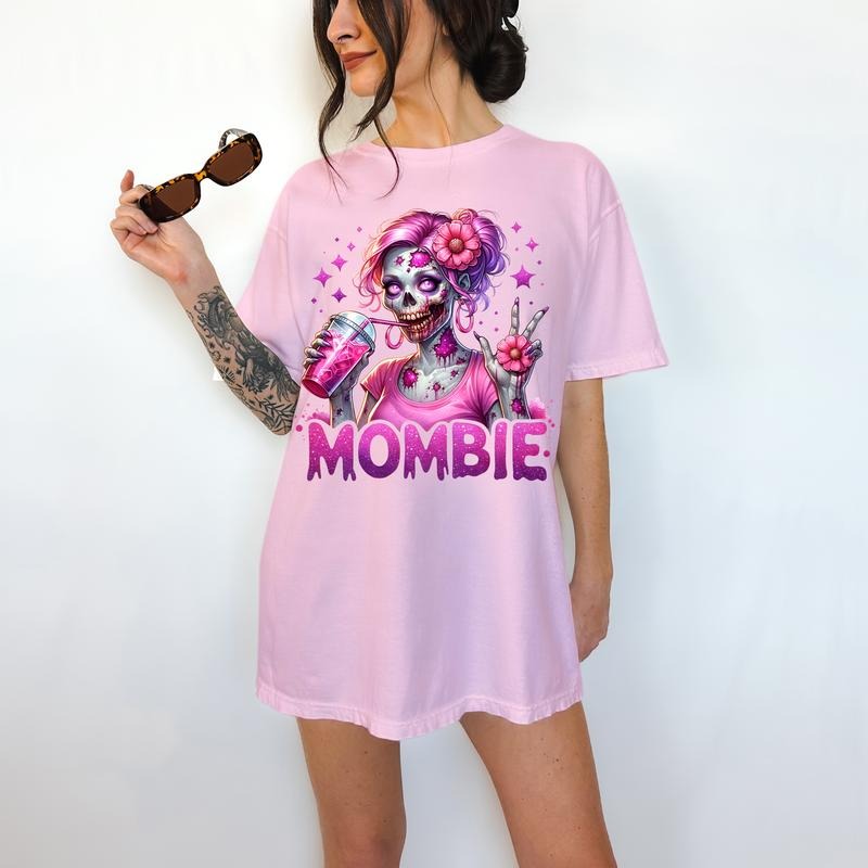 Mombie - T-Shirt, Momster Skeleton, Bright Graphic, Funny Apparel, Snarky, Gift Idea, Relaxed Fit, Casual Apparel, Cute Top, Great with Jeans, All Seasons, Fun Style, Comfortable Shirt