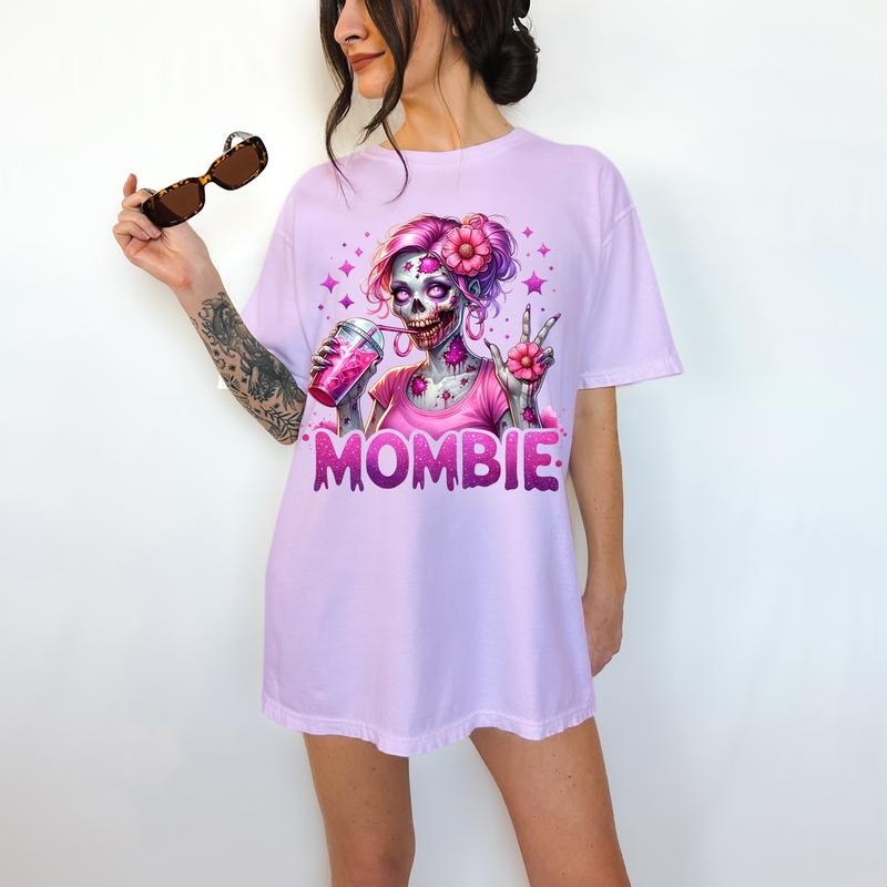 Mombie - T-Shirt, Momster Skeleton, Bright Graphic, Funny Apparel, Snarky, Gift Idea, Relaxed Fit, Casual Apparel, Cute Top, Great with Jeans, All Seasons, Fun Style, Comfortable Shirt