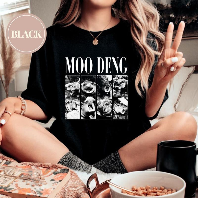 Moo Deng Shirt, Vintage Moo Deng Bootleg Rap Tee, I Love Moo Deng, Hippo Lover Shirt, Cute Baby Hippo