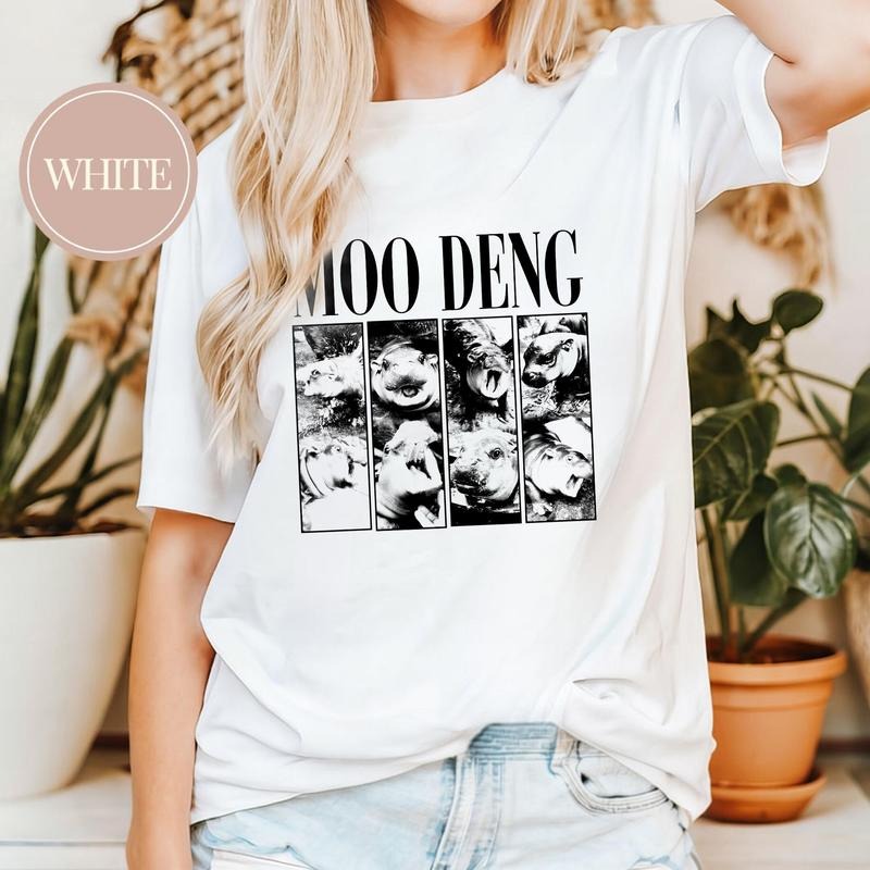 Moo Deng Shirt, Vintage Moo Deng Bootleg Rap Tee, I Love Moo Deng, Hippo Lover Shirt, Cute Baby Hippo