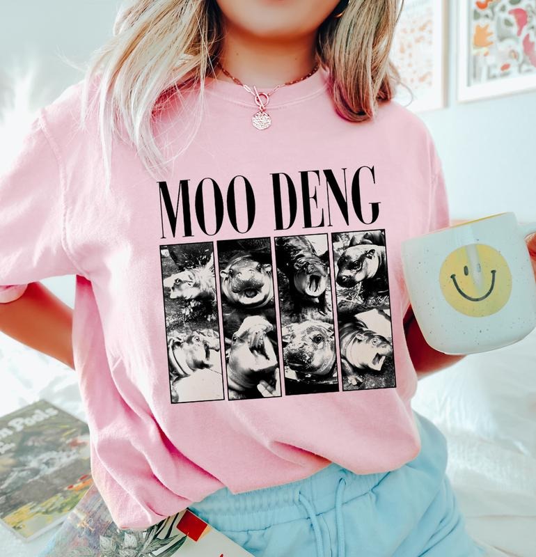 Moo Deng Shirt, Vintage Moo Deng Bootleg Rap Tee, I Love Moo Deng, Hippo Lover Shirt, Cute Baby Hippo