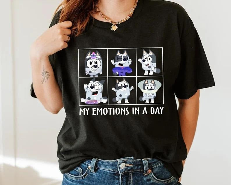 My Emotions In A Day Muffin Shirt, Bluey Birthday Shirt, Bluey Family Shirt, Family Matching Shirt, Trending Shirt, Mothers Day Gifts.