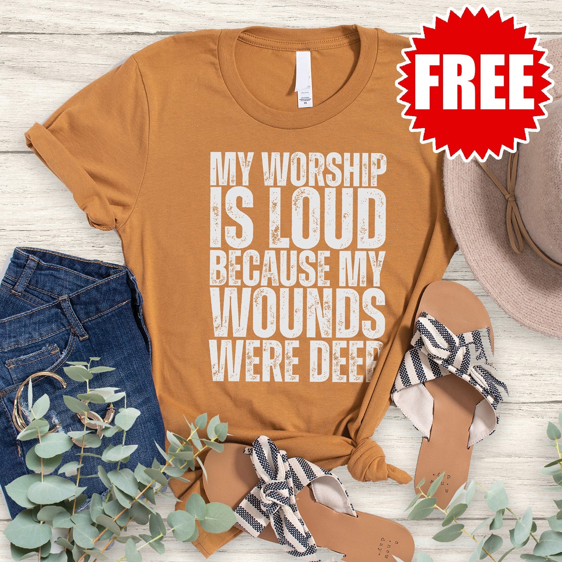My Worship is Loud Tee - Heather Toast - 0 Style001