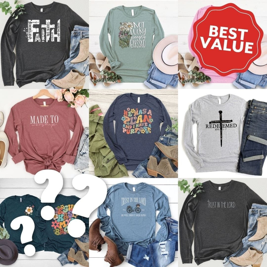 Mystery Long Sleeve Tee (color and design selected at random)