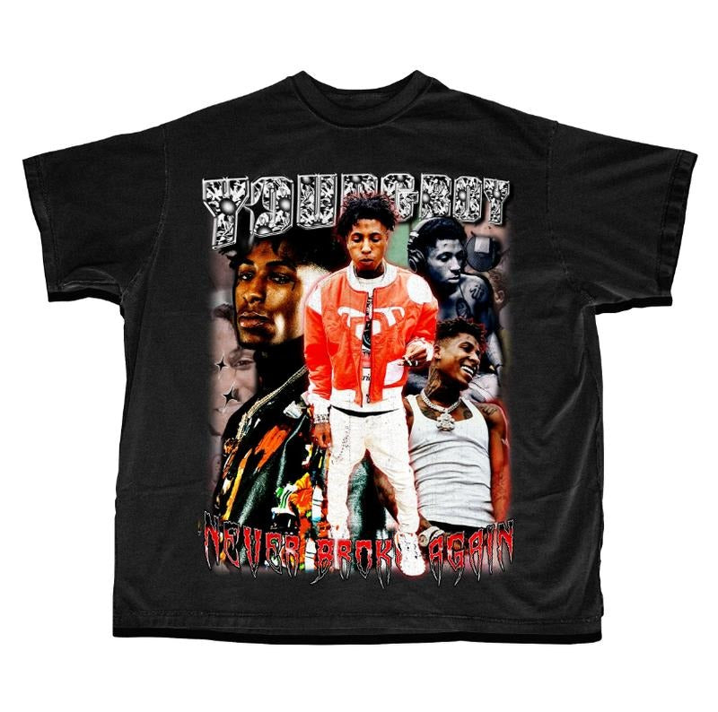 NBA Young Boy Hip Hop Rap Style Tee Concert Tour Music, Vintage Rapper Shirt