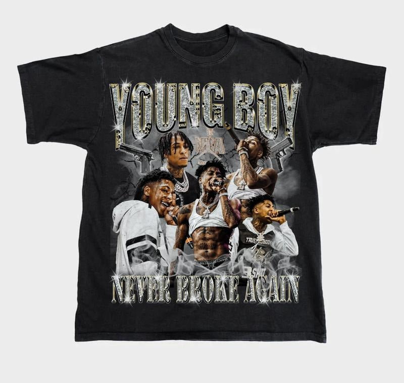 NBA Youngboy Bootleg T Shirt, Vintage 90s Graphic Tee, Rapper Hiphop Shirt