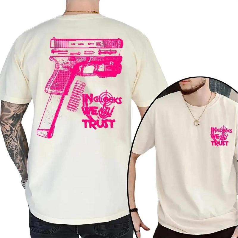NEW Design G lock ,In G lock We Trust Ske leton 2 Side Tshirt,Vintage Tee,Unisex,G lock Tee,G lock Pink Color ,For Her,For Him tshirt for women Cotton