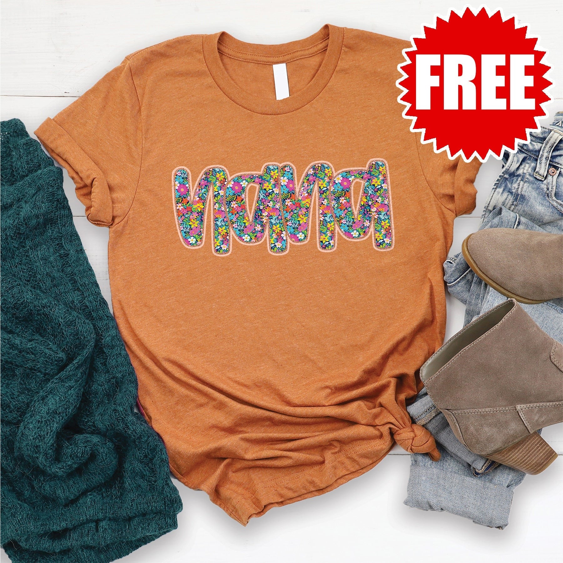 Nana Floral Tee - Heather Autumn