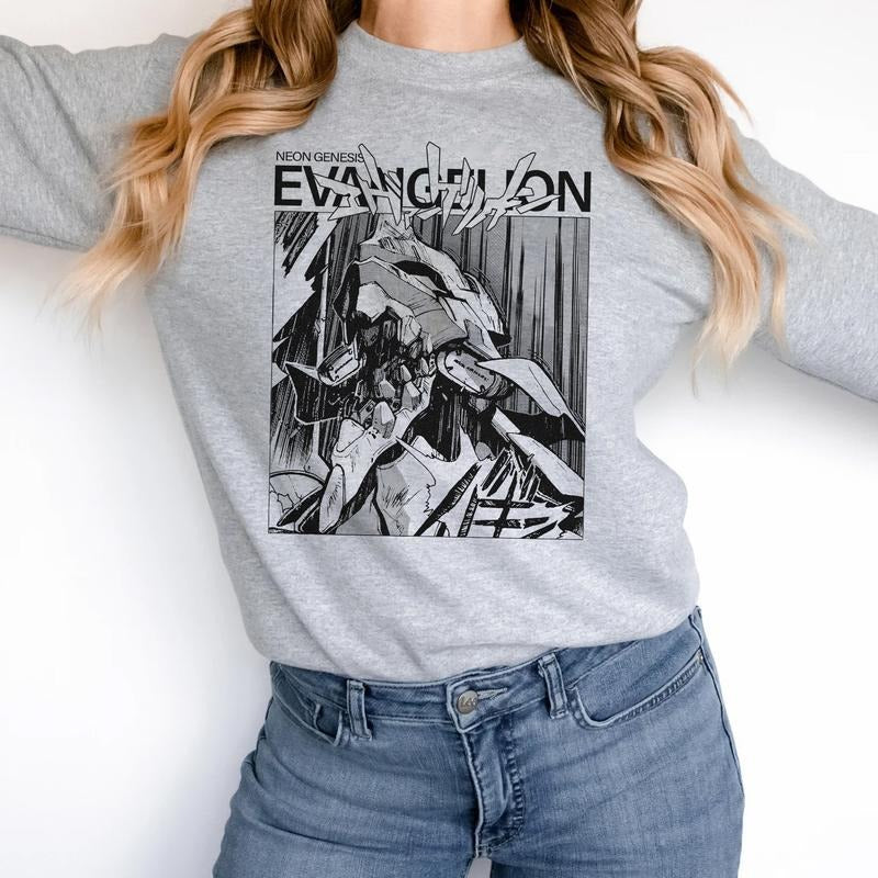 Neon Genesis Evangelion Vintage Sweatshirt hoodie T-shirt, Anime Shirt, Anime Hoodie, Anime Aesthetic Retro,Anime Evangelion Shirt, Evangelion Shirt, Shirt for Lovers Anime
