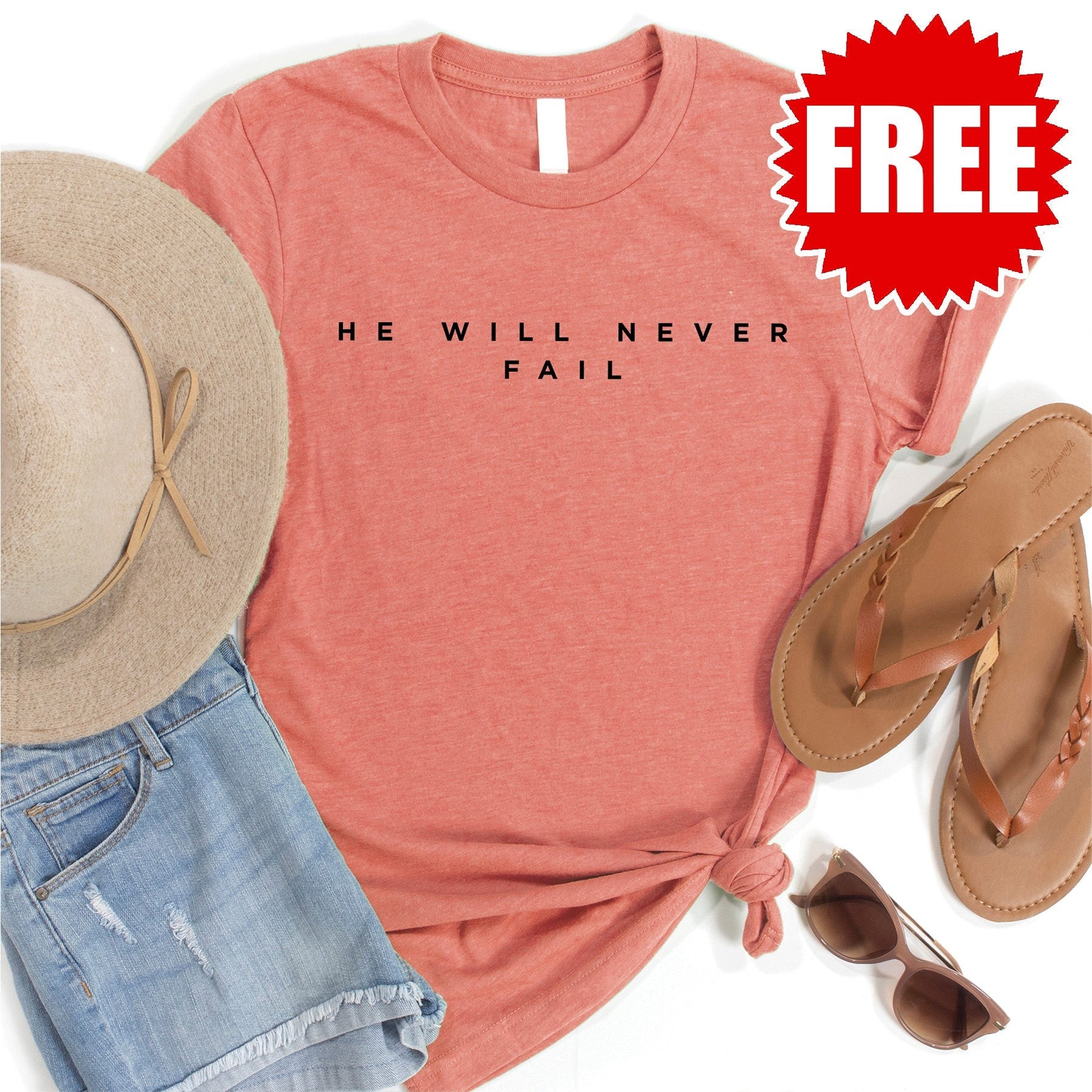 Never Fail Tee - Heather Papaya - FREE