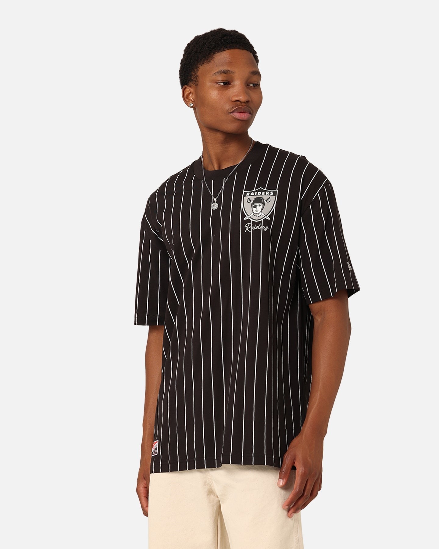 New Era Las Vegas Raiders Pinstripe Champions T-Shirt Black