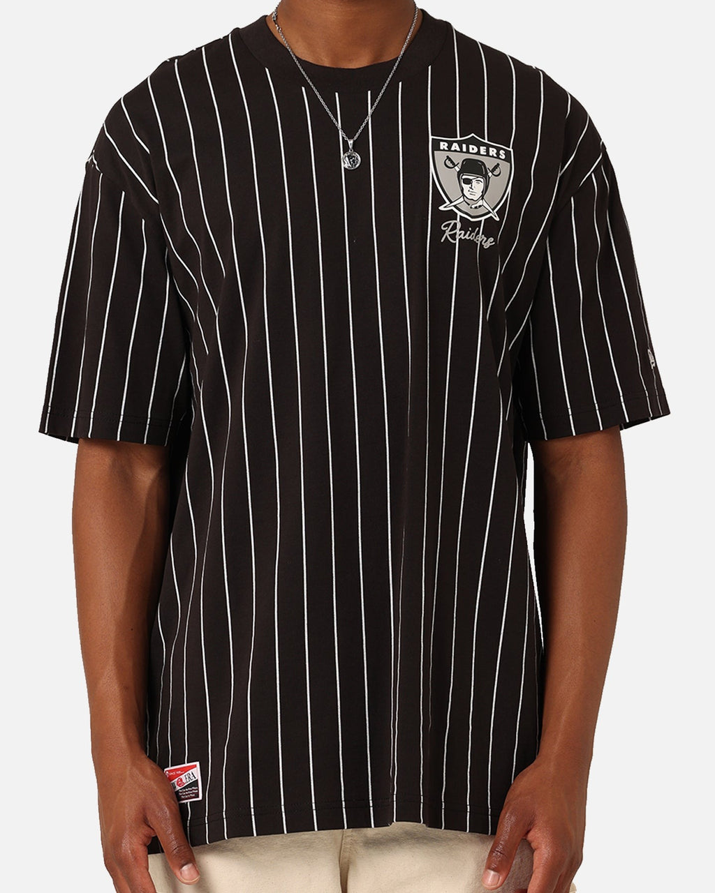 New Era Las Vegas Raiders Pinstripe Champions T-Shirt Black