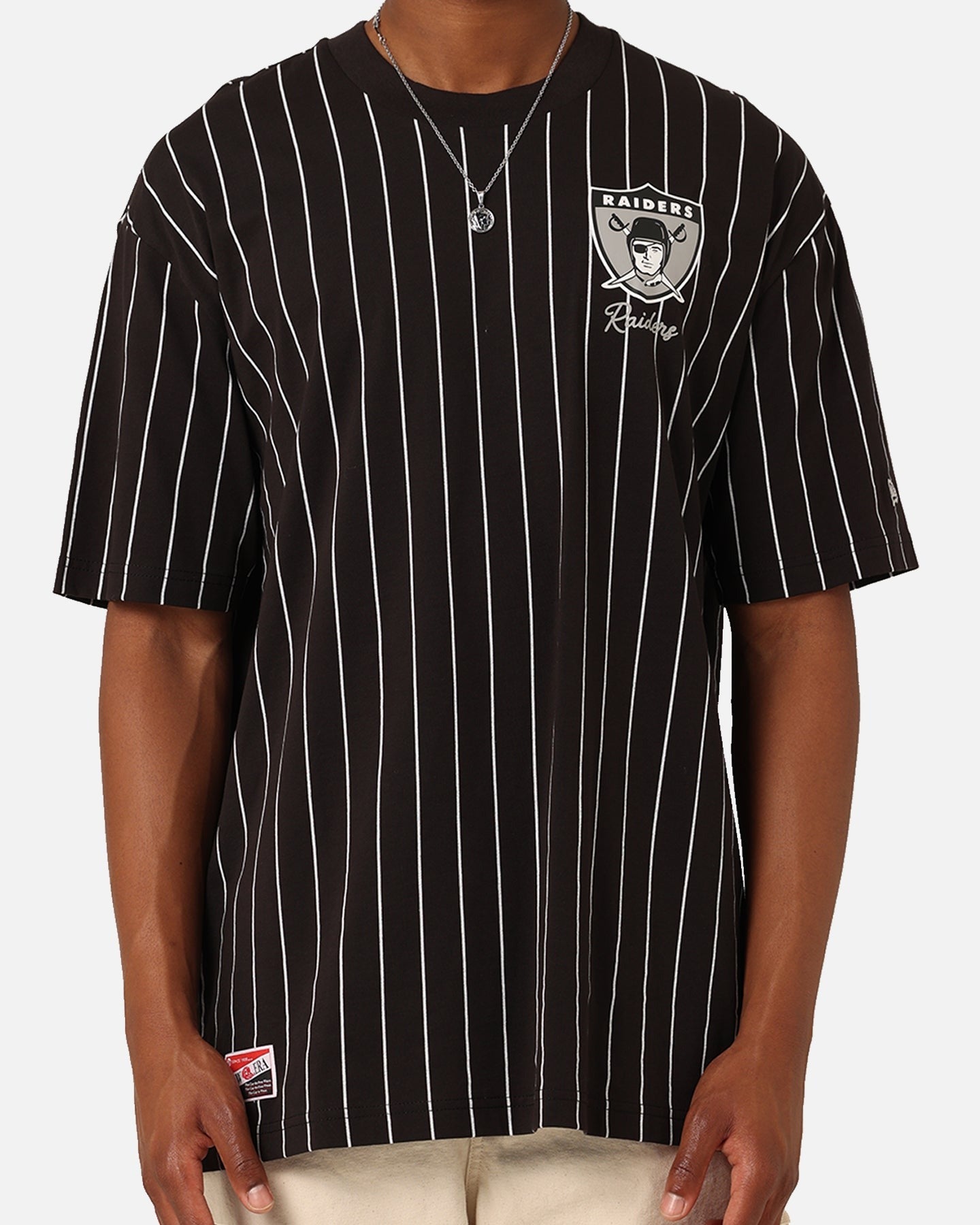 New Era Las Vegas Raiders Pinstripe Champions T-Shirt Black