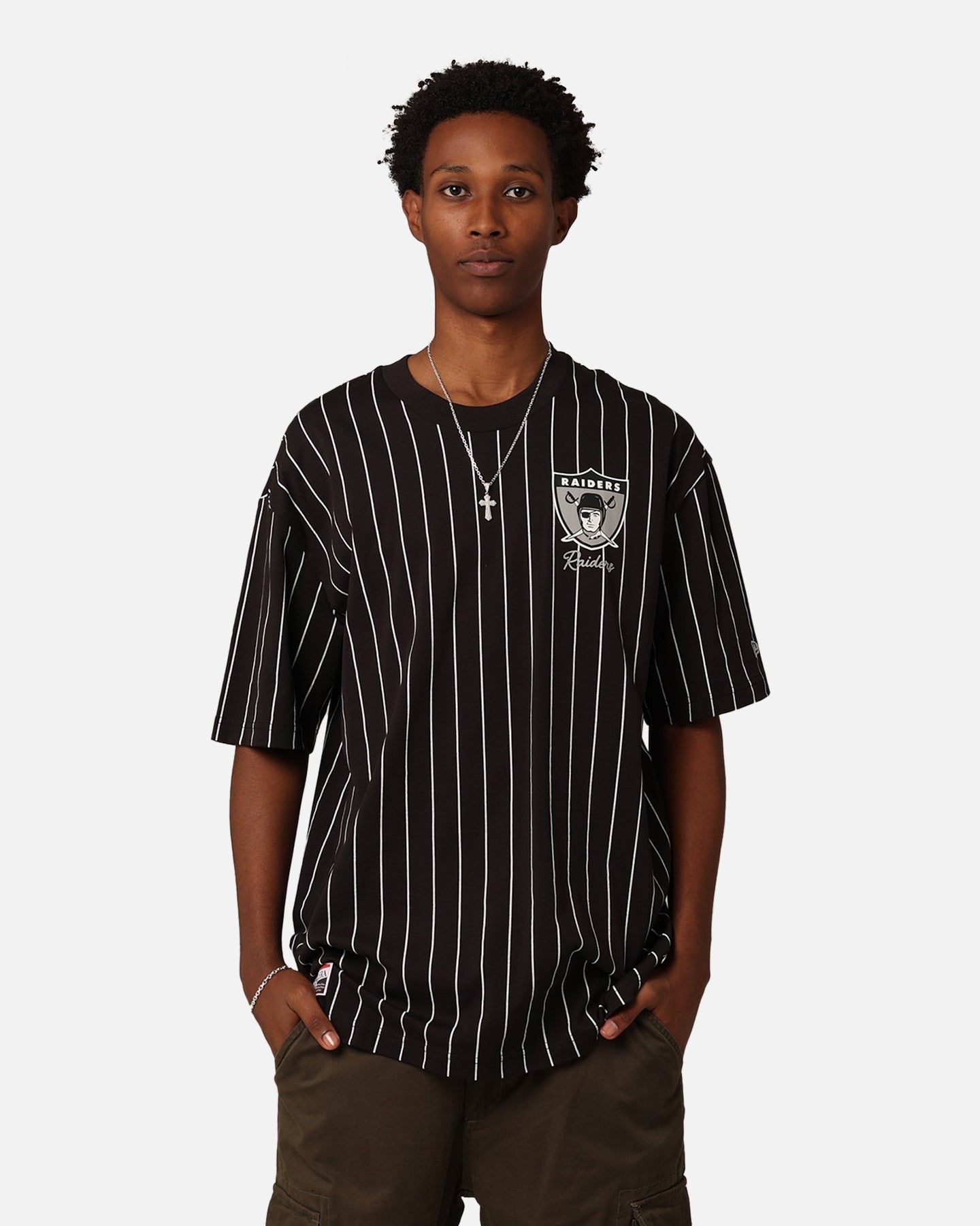 New Era Las Vegas Raiders Pinstripe Champions T-Shirt Black Style001