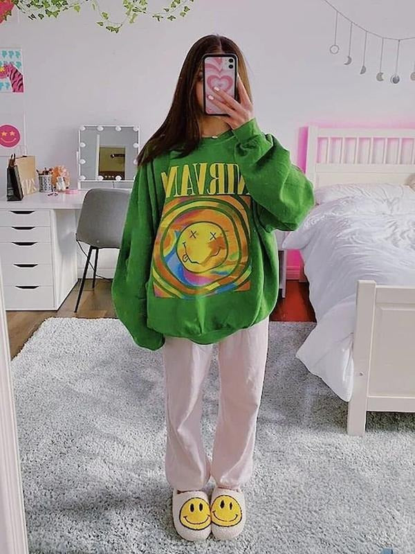 Nirvana Smiley Face Sweatshirt, Nirvana Aesthetic Unisex Crewneck Sweatshirt, Smile Tee Heliconia Pink Sweatshirt, Trendy Pink Nirvana Shirt Cotton Fabric