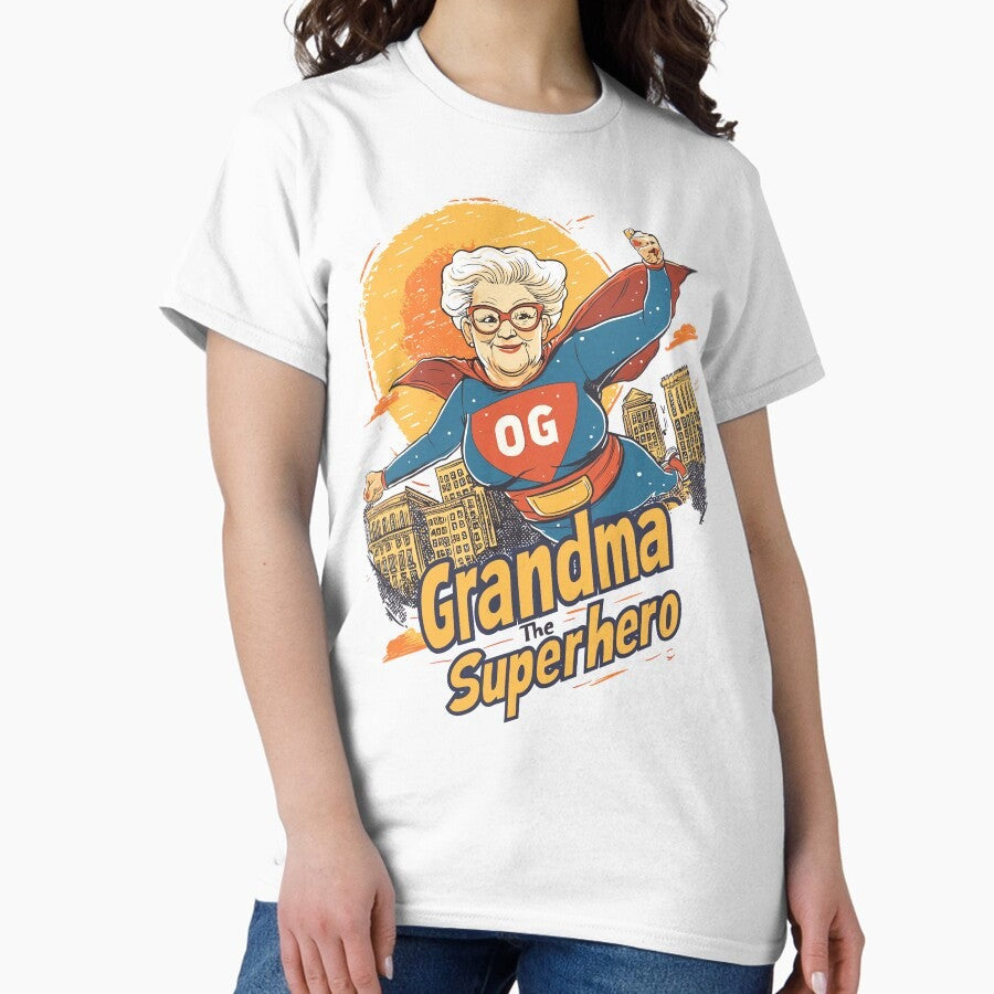 "OG" Superhero Grandma Cartoon Illustration Classic T-Shirt