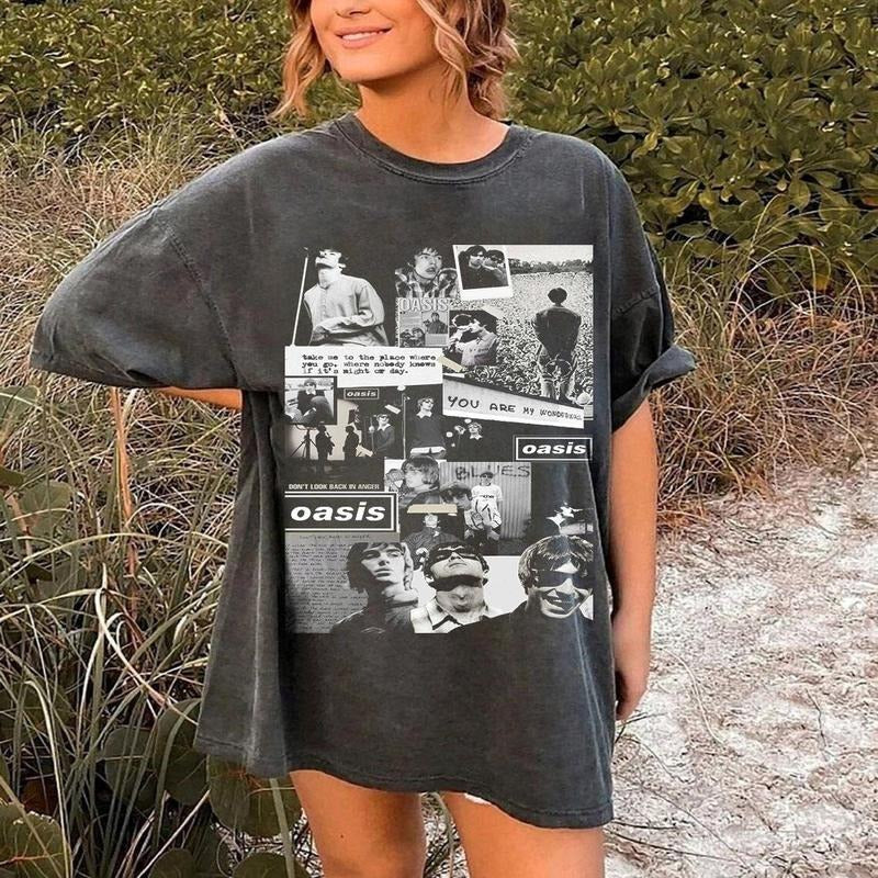 Oasis Reunion T Shirt 2025 Tour Liam Gallagher Noel Gallagher Britpop 90s Y2K Vintage Band Tee Music Merchandise Glastonbury Brit Pop