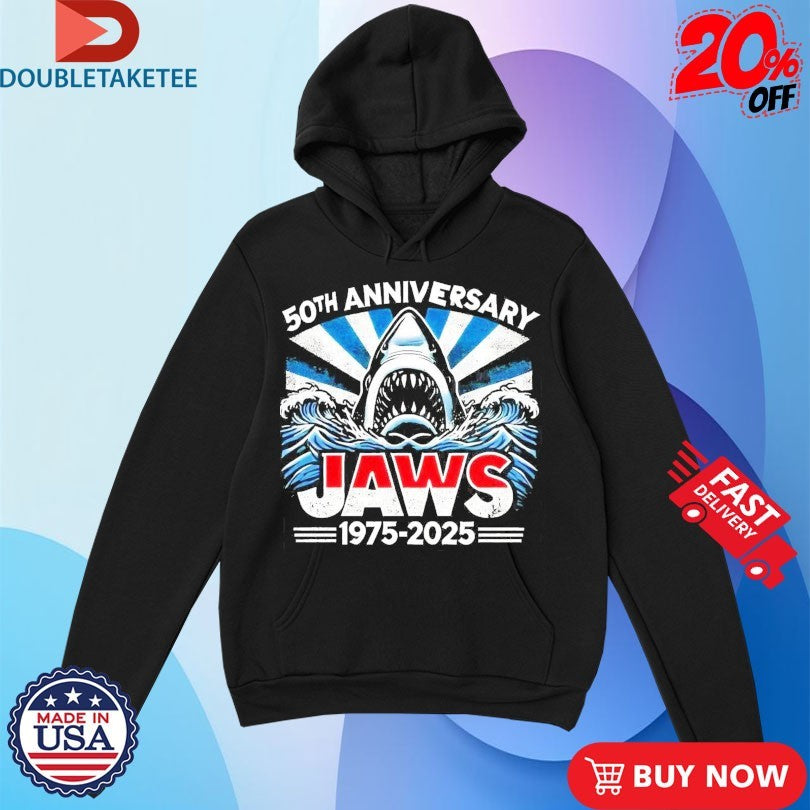 Official Jaws 50th Anniversary 1975-2025 Shark Shirts