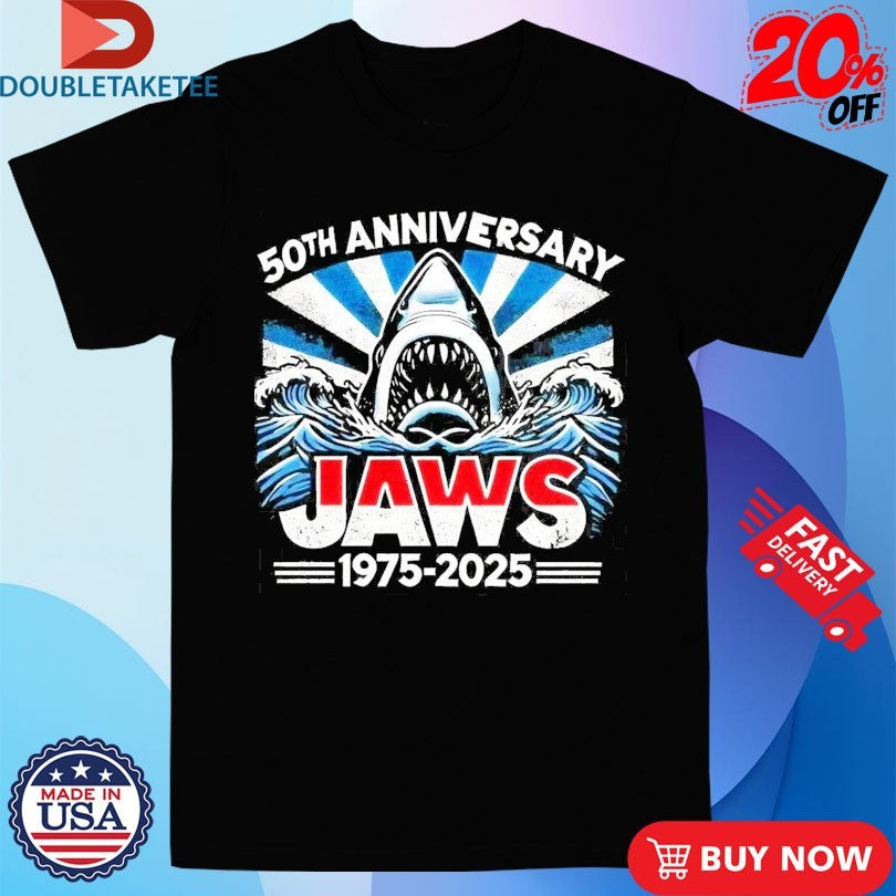 Official Jaws 50th Anniversary 1975-2025 Shark Shirts
