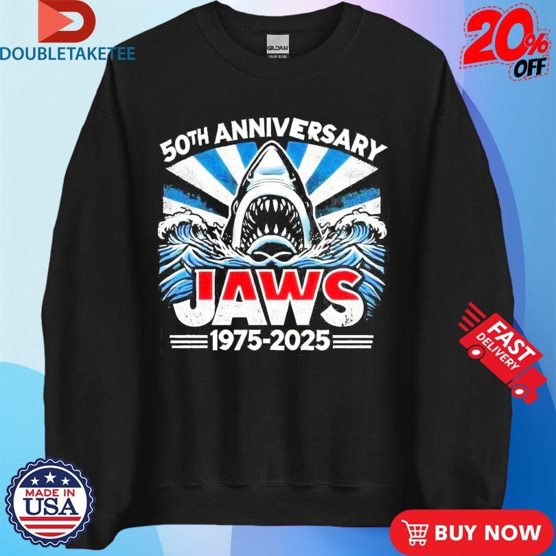 Official Jaws 50th Anniversary 1975-2025 Shark Shirts