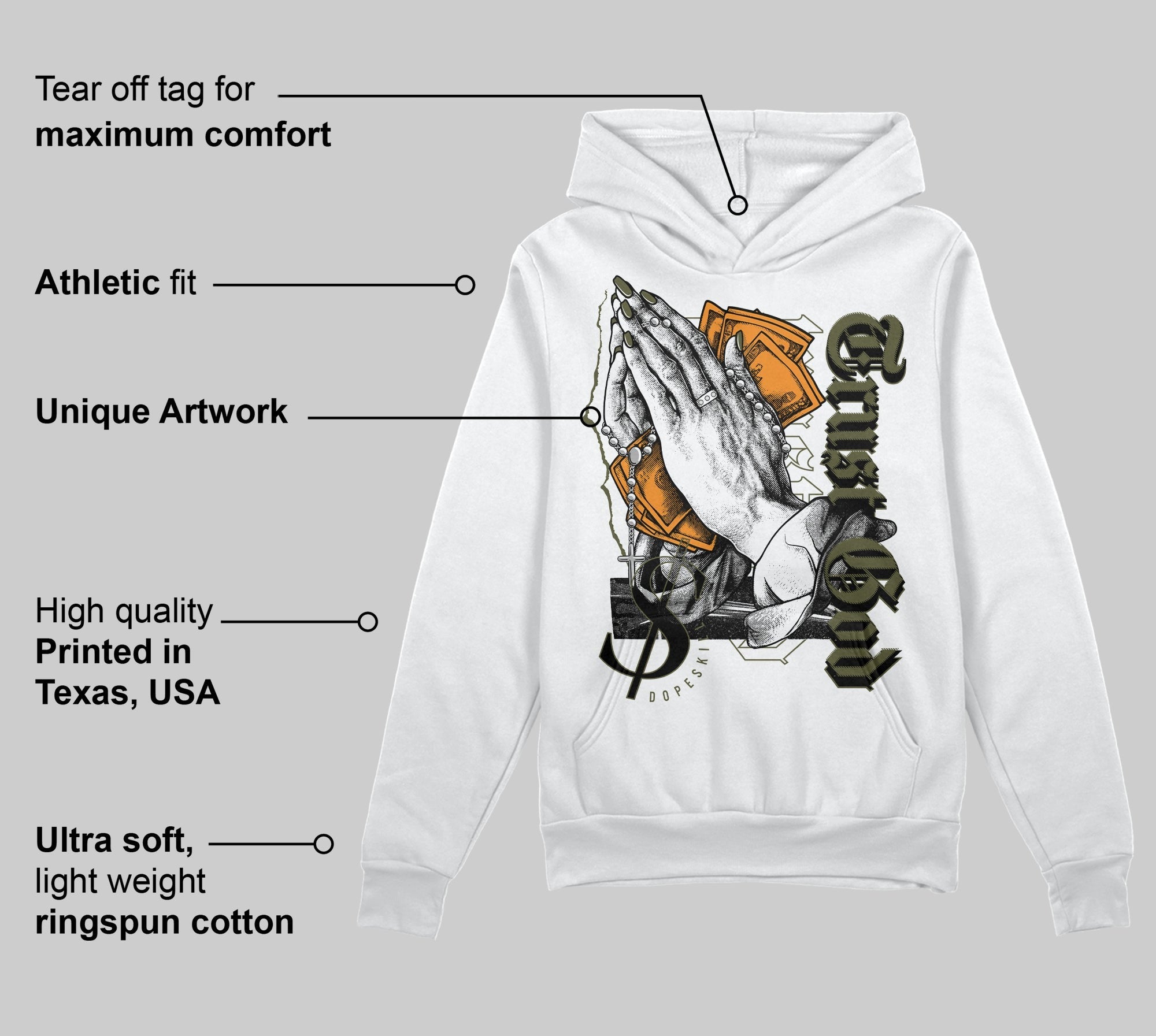 Olive 5s DopeSkill Hoodie Sweatshirt Trust God Graphic