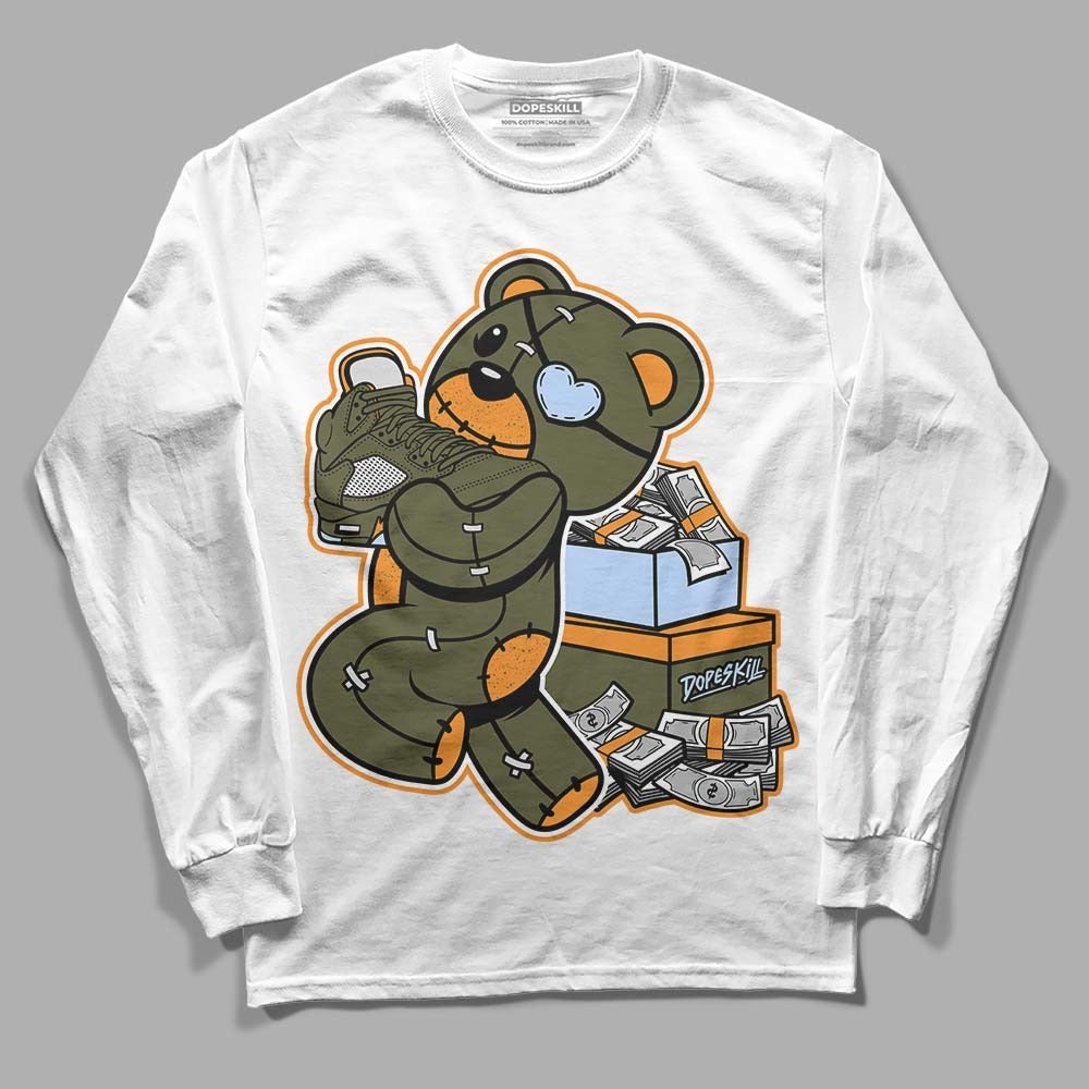 Olive 5s DopeSkill Long Sleeve T-Shirt Bear Steals Sneaker Graphic