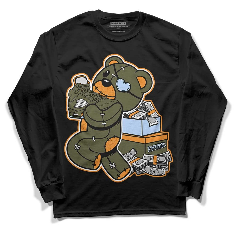 Olive 5s DopeSkill Long Sleeve T-Shirt Bear Steals Sneaker Graphic