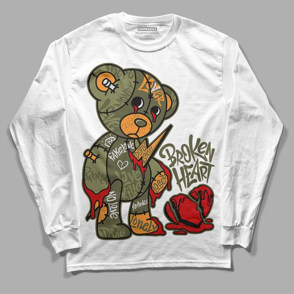 Olive 5s DopeSkill Long Sleeve T-Shirt Broken Heart Graphic