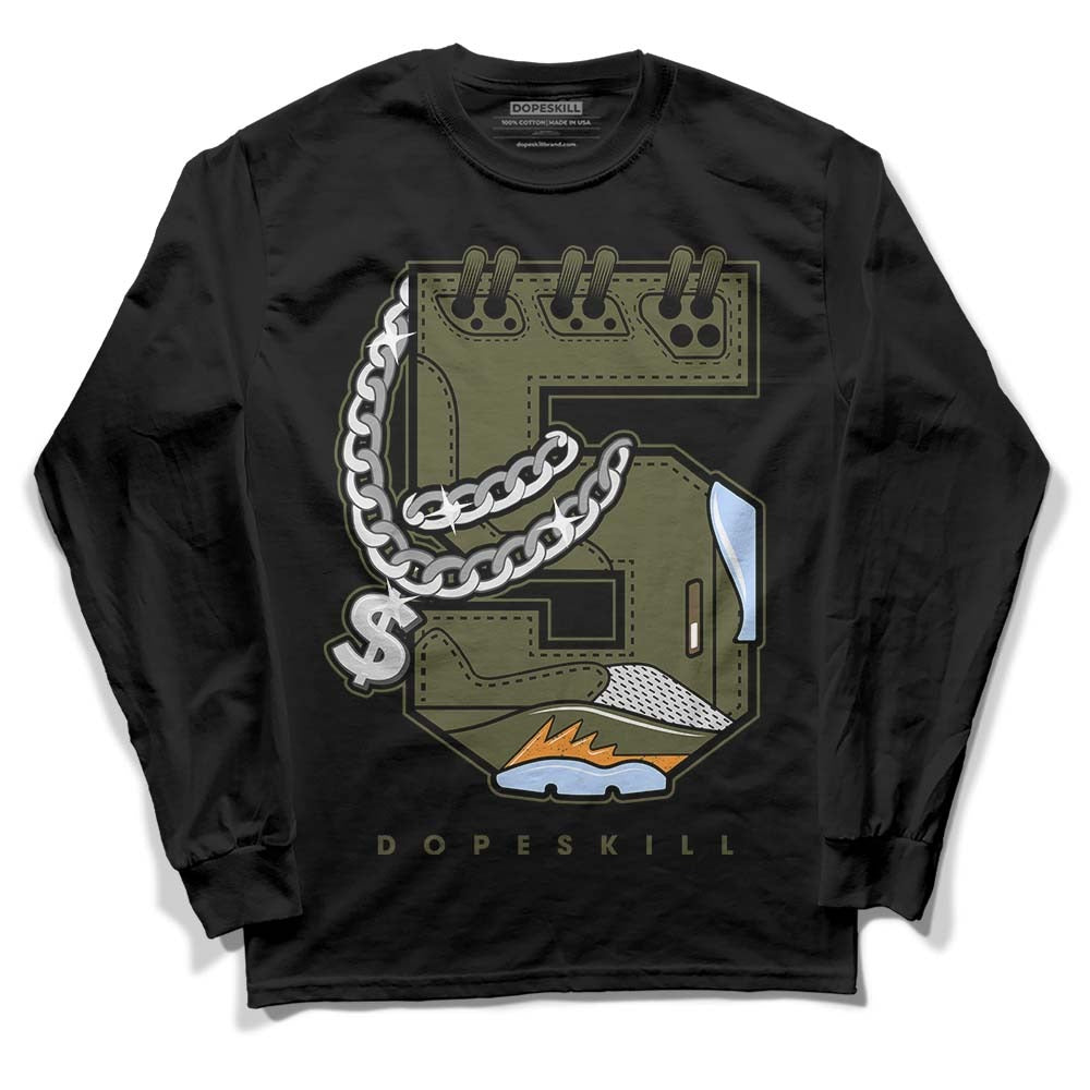 Olive 5s DopeSkill Long Sleeve T-Shirt No.5 Graphic