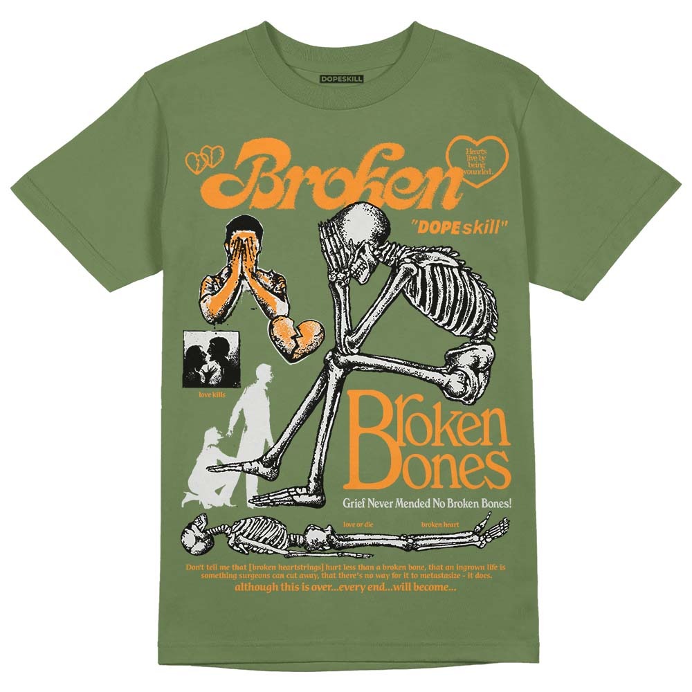 Olive 5s DopeSkill Olive T-shirt Broken Bones Graphic