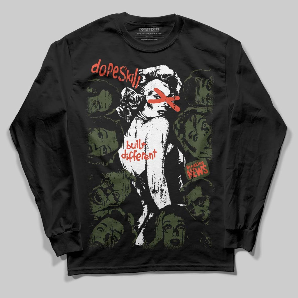 Olive Collection DopeSkill Long Sleeve T-Shirt Built Different Graphic
