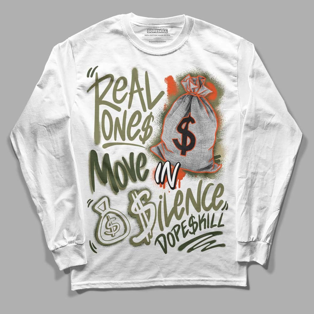 Olive Collection DopeSkill Long Sleeve T-Shirt Real Ones Move In Silence Graphic
