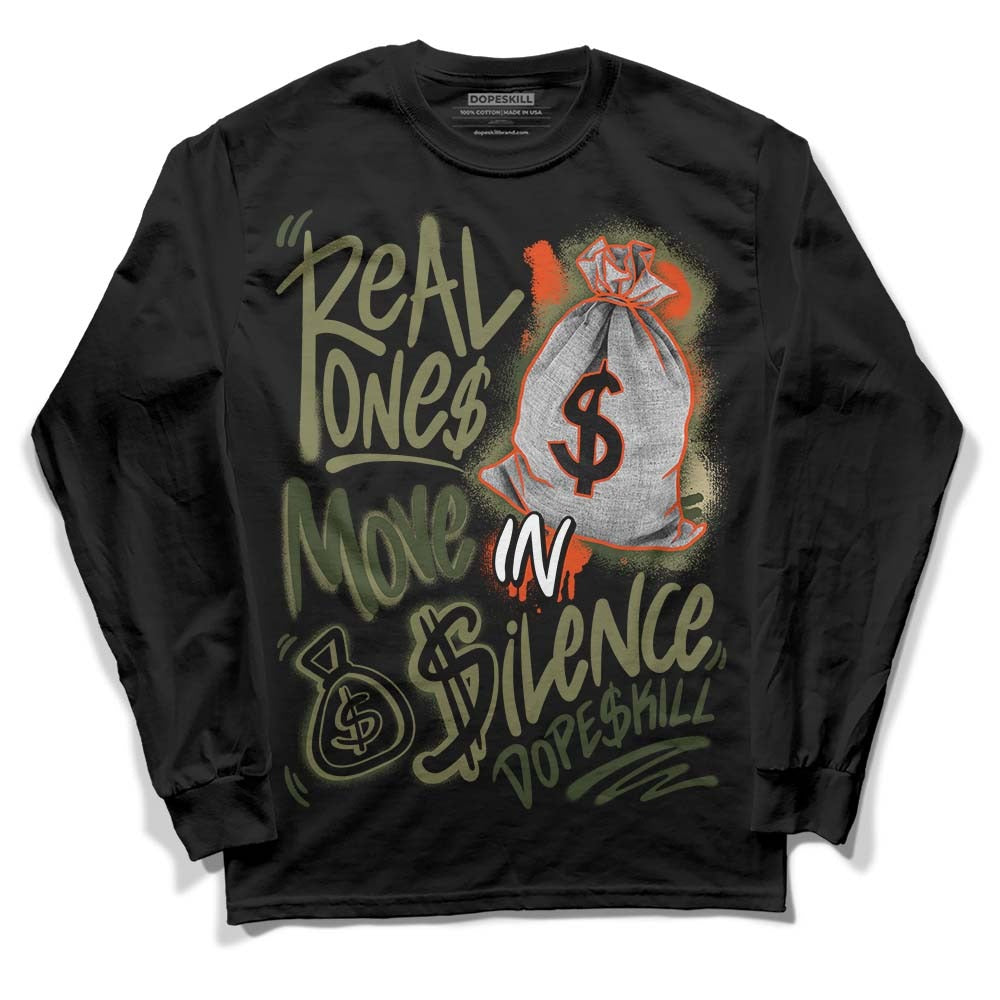 Olive Collection DopeSkill Long Sleeve T-Shirt Real Ones Move In Silence Graphic
