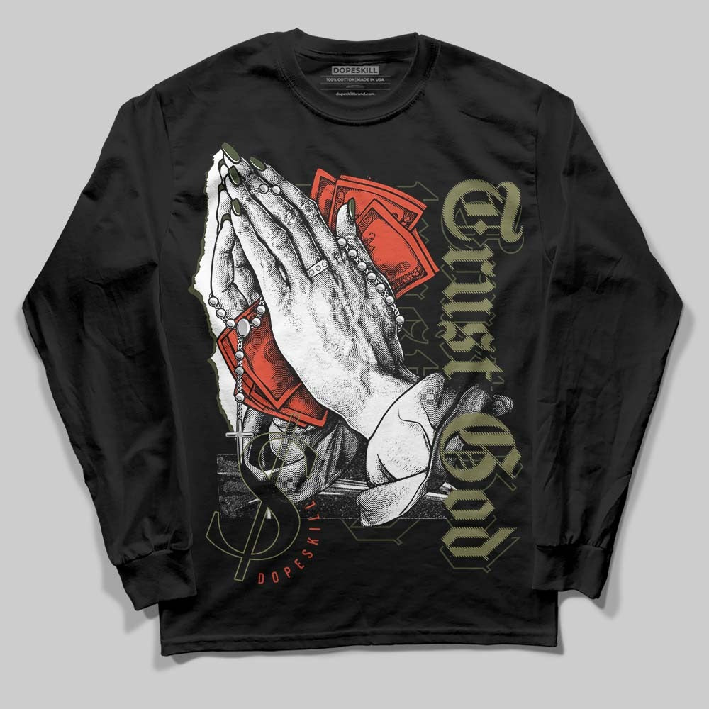 Olive Collection DopeSkill Long Sleeve T-Shirt Trust God Graphic