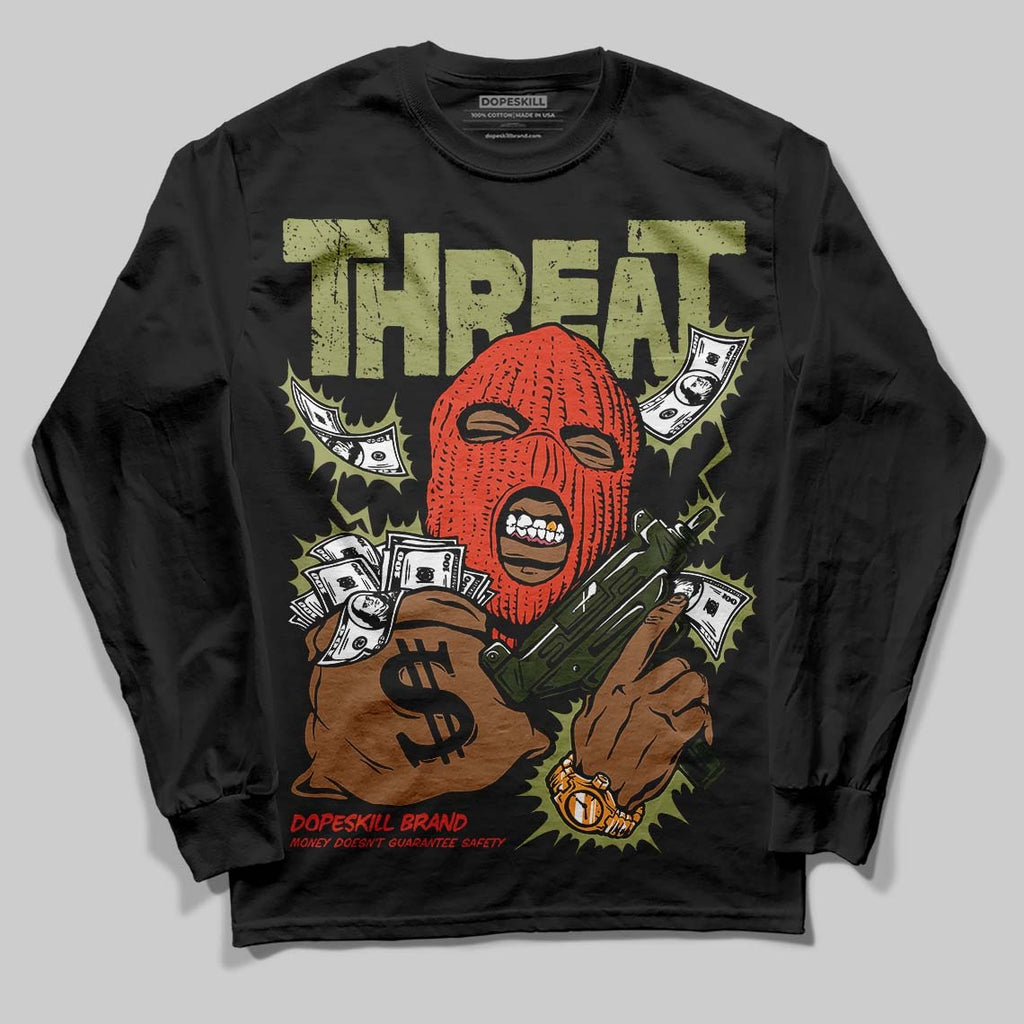 Olive Collection DopeSkill Long Sleeve T-Shirt Under Threat Graphic