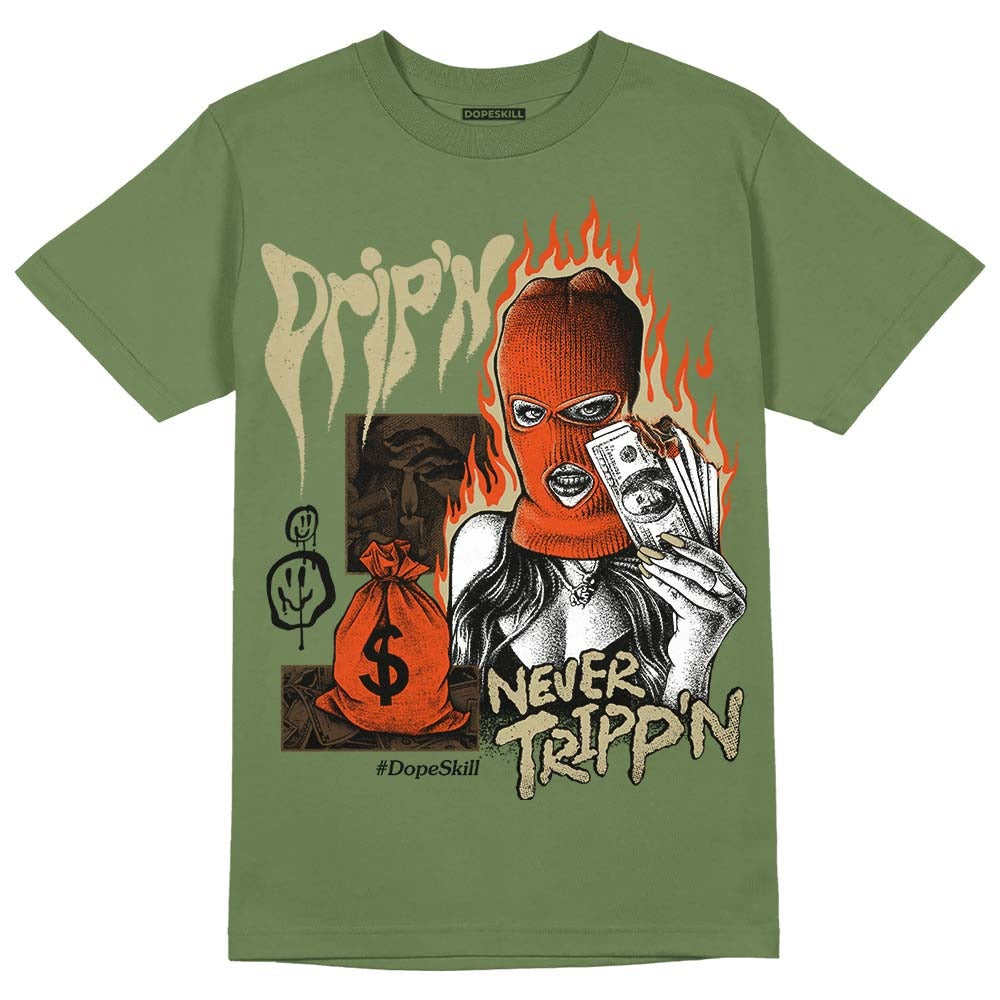 Olive Collection DopeSkill Olive T-shirt Drip'n Never Tripp'n Graphic