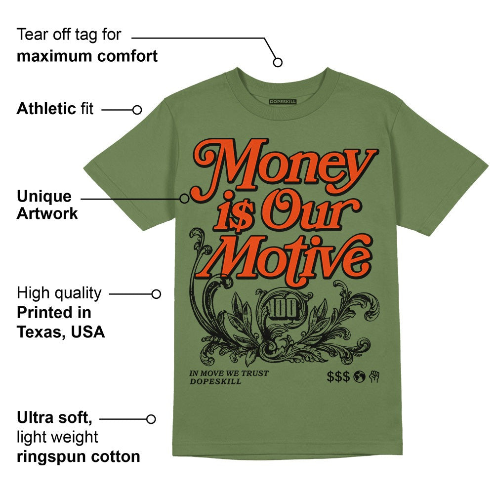 Olive Collection DopeSkill Olive T-shirt Money Is Our Motive Typo Graphic