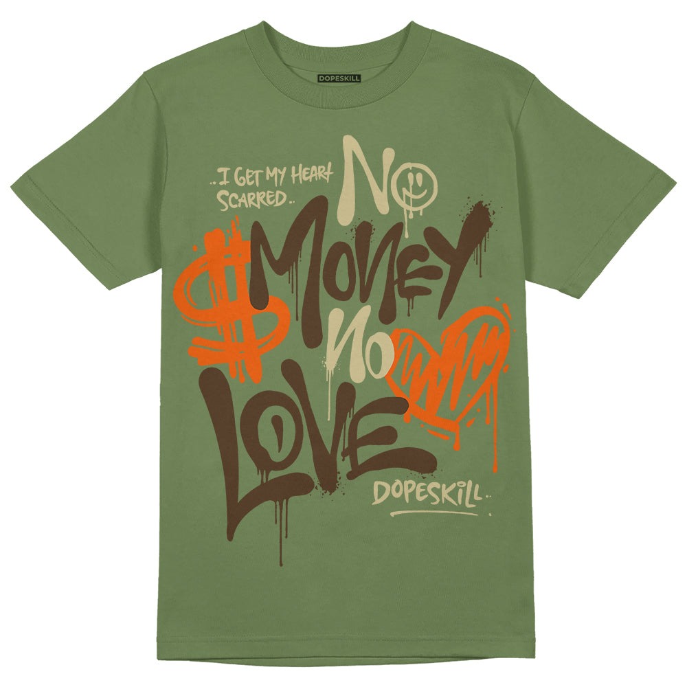 Olive Collection DopeSkill Olive T-shirt No Money No Love Typo Graphic