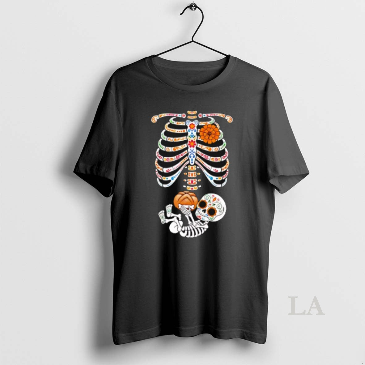 Original Pregnancy Skeleton Dia De Los Muertos Belly Bump Halloween