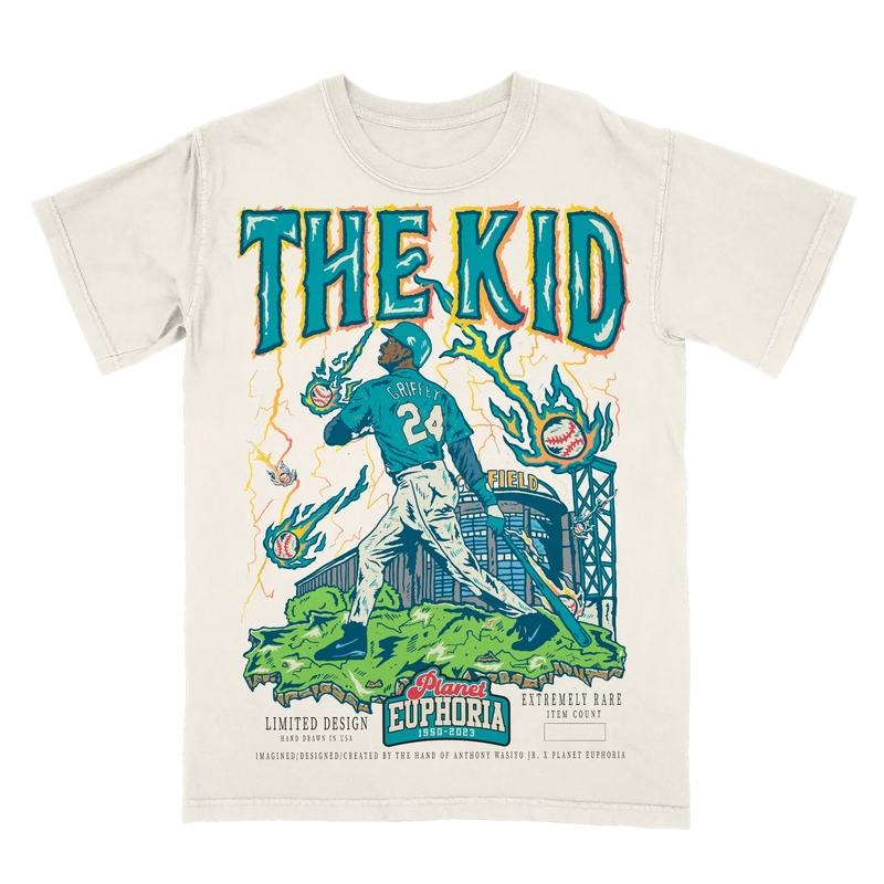 PE THE KID Ken Griffey Seattle Teal Edition Planet Euphoria Shirt, Vintage Style 90s Retro Unisex Streetwear Tee style 001